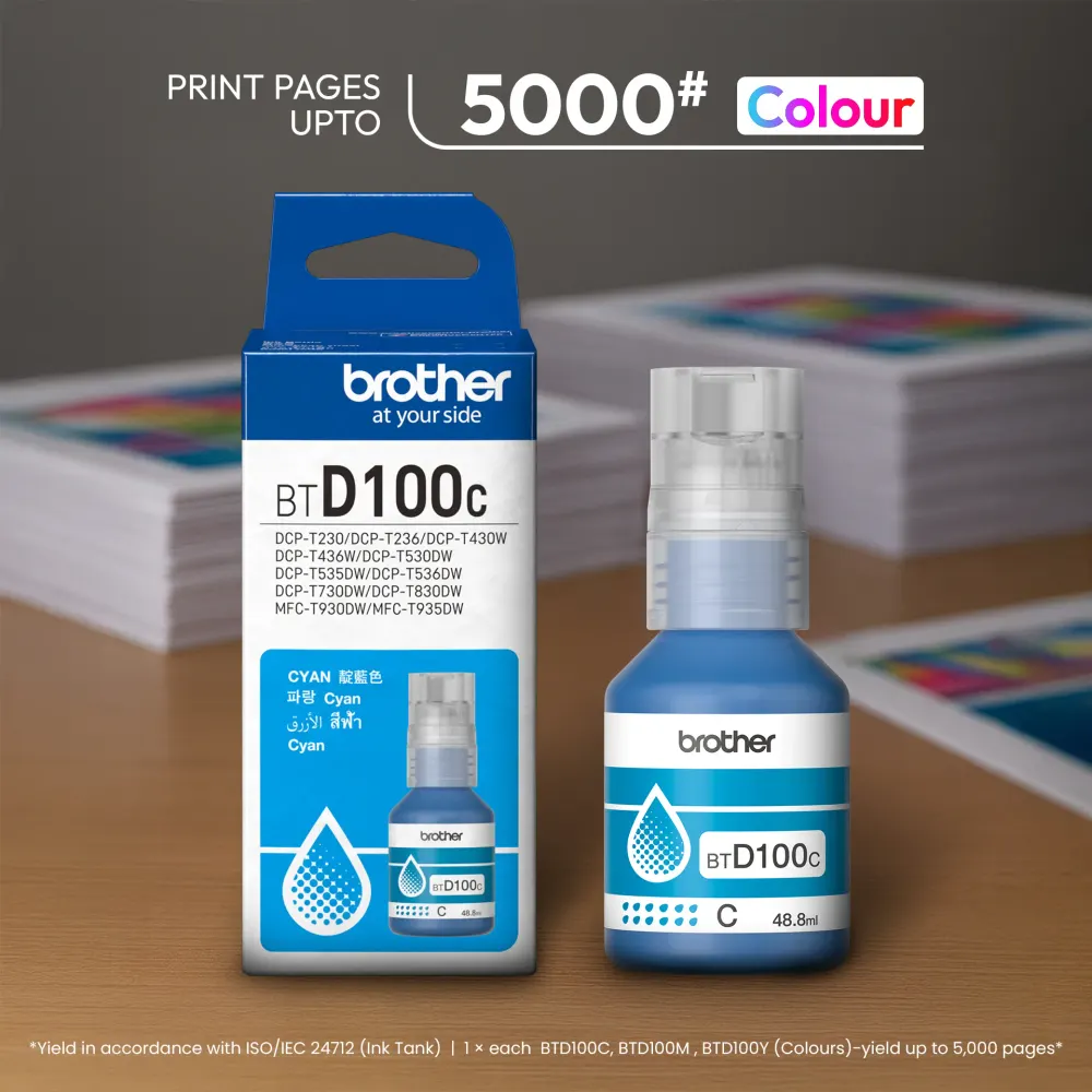 Brother BTD100C Genuine Cyan Ink Bottle – image 2