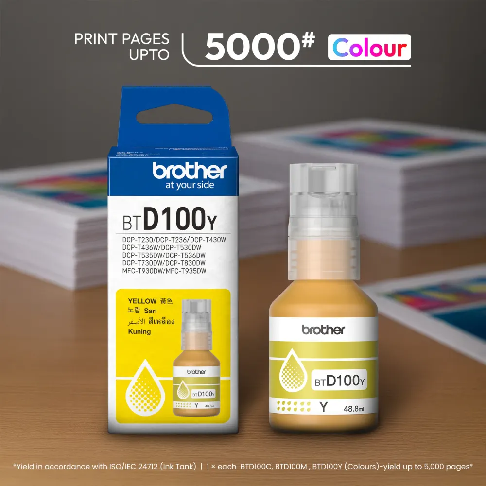 Brother BTD100Y Genuine Yellow Ink Bottle – image 2