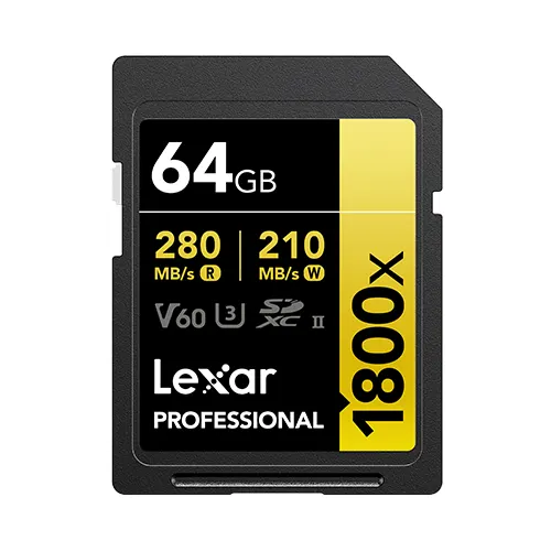 Lexar Professional 1800x SDXC UHS-II Card GOLD Series 64GB
