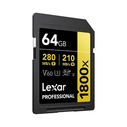Lexar Professional 1800x SDXC UHS-II Card GOLD Series 64GB – image 2
