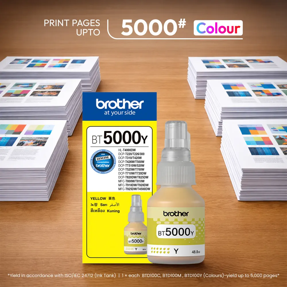 Brother BT5000Y Genuine Yellow Ink Bottle – image 2